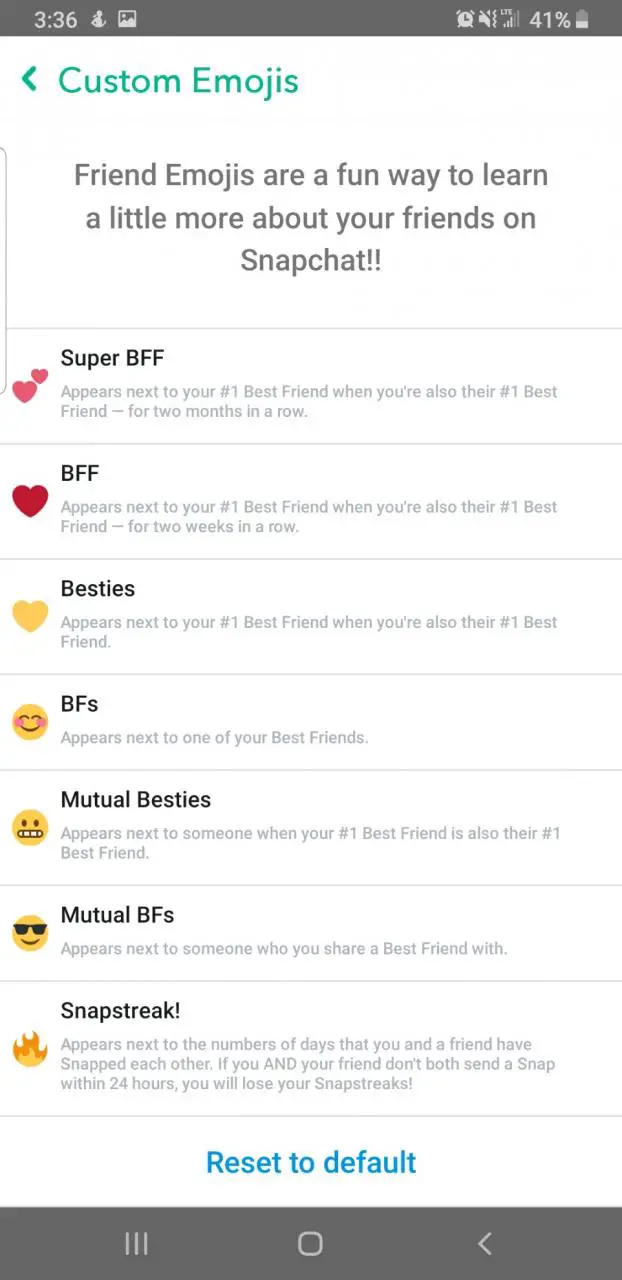 Cómo cambiar el amigo Emojis en Snapchat 4