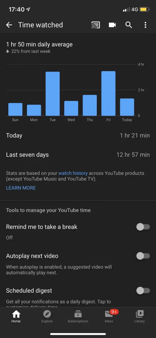 Cómo ver cuántas horas has visto YouTube 3