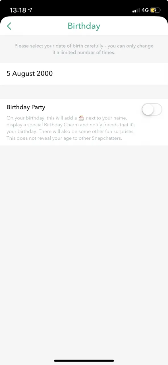 Cómo ocultar el cumpleaños en Snapchat 3