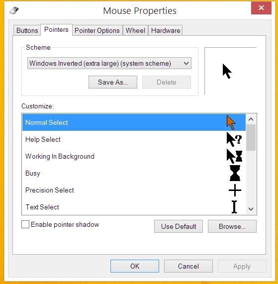 Cómo cambiar el color del puntero del ratón en Windows 10 10
