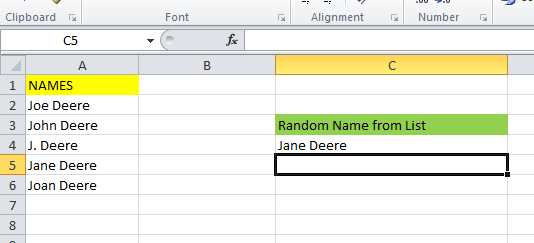 Cómo seleccionar nombres al azar de la lista en Excel 11