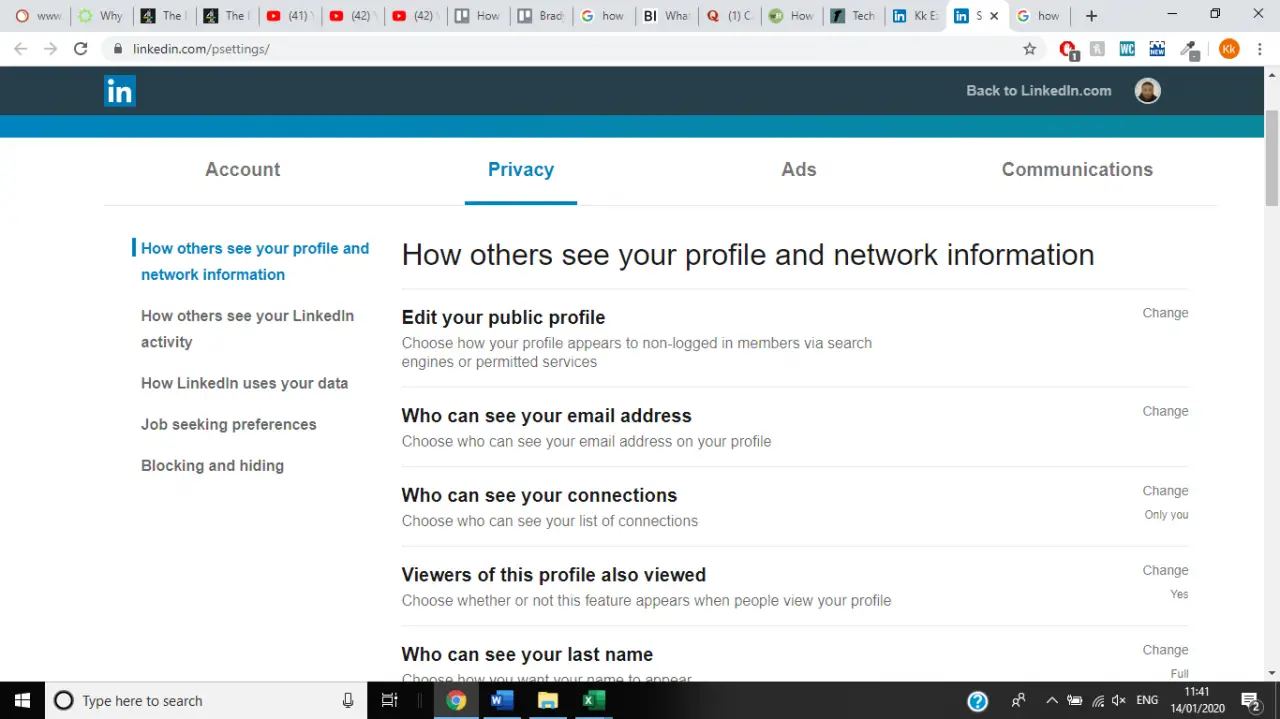 Cómo ocultar las conexiones en LinkedIn 2
