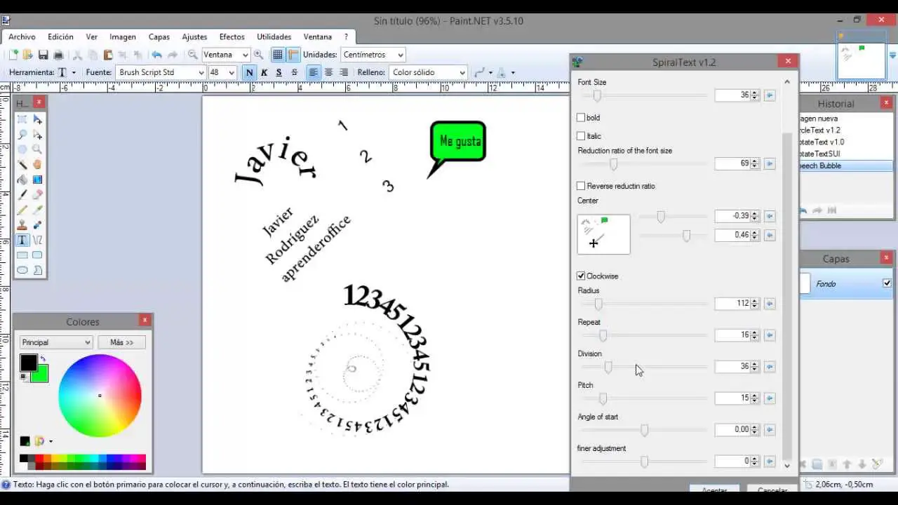 Cómo crear texto curvo en Paint.NET 41