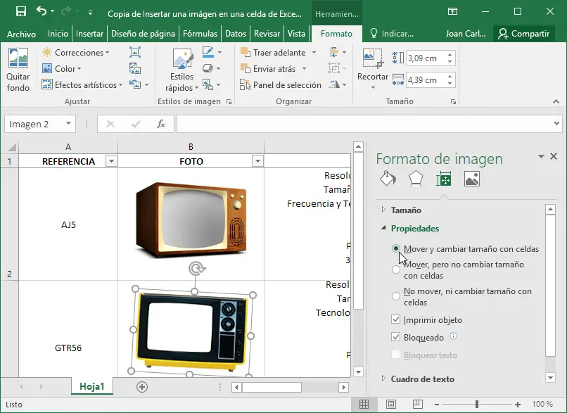 Cómo insertar la imagen en la celda en Excel 5